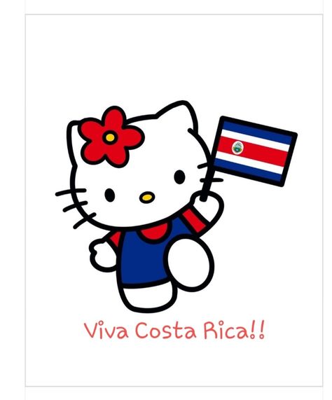 Hello Kitty Holding Flag, Nicaragua Flag, Costa Rica Flag, Honduras Flag, Wallpapers Cartoon, Beach Icon, Kitty Items, Kitty Art, Hello Kitty Art