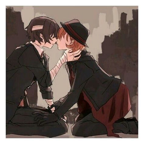 I CAN'T STOP LOOKING AT THIS I JUST THEY WOULD ACTUALLY KISS ESPECIALLY IN THE MOVIE! Soukoku Kiss, Chūya Nakahara, Dark Era, Chuya Nakahara, Funny Chat, Osamu Dazai, Dazai Bungou Stray Dogs, Chuuya Nakahara, Dog Wallpaper