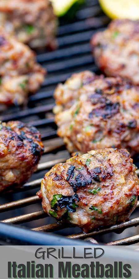 Grilled Italian Meatballs, Meatballs On The Grill, Grilled Meatballs, Italian Sausage Sandwich, Homemade Italian Meatballs, Beef And Pork, Italian Herbs, Grilling Sides, Italian Meatballs