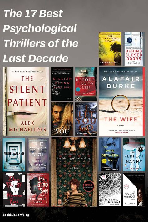 Here's our list of ranked psychological thrillers published in the last decade. #books #thrillers #psychologicalthrillers 90s Thriller Movies, Books To Read Mystery Psychological Thriller, Psychological Books Novels, Psych Thriller Books, Psychology Thriller Books, Books About Psychopaths, Phycological Thriller Books, Psychological Thriller Book Recommendations, Psychological Novels