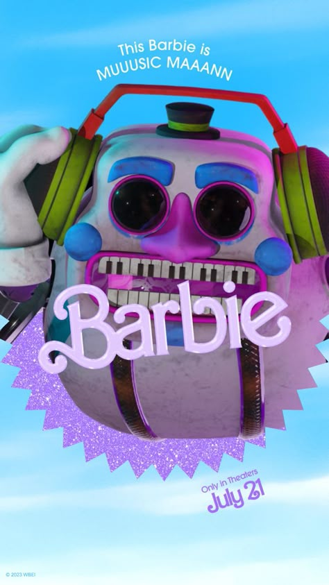 MUISC MANNNN Fnaf Barbie, Barbie Movie Poster, Dj Music Man, Memes Fnaf, Fnaf Jumpscares, The Bite Of 87, Bite Of 87, Sally Face Game, Inappropriate Thoughts