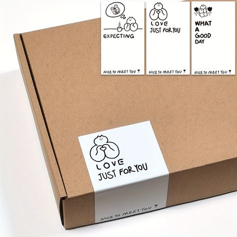 Stickers For Packaging Boxes, Box Sticker Packaging, Sending Packages, Bakery Packaging Design, Package Sticker, Small Business Gifts, Box Sticker, Gift Box Design, 카드 디자인