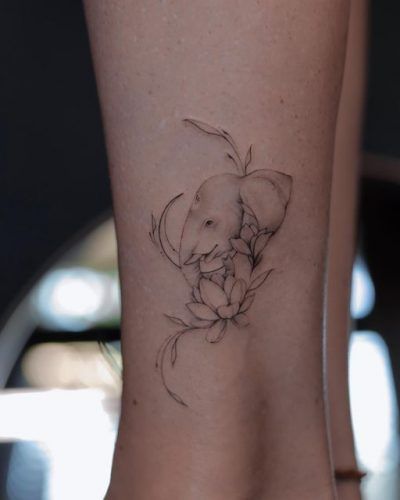 Lotus And Elephant Tattoo, Elephant Lotus Flower Tattoo, Elephant And Lotus Flower Tattoo, Elephant Moon Tattoo, Laos Tattoos, Elephant Memorial Tattoo, Elephant Flower Tattoo, Arm Elephant Tattoo, Elephant Art Tattoo