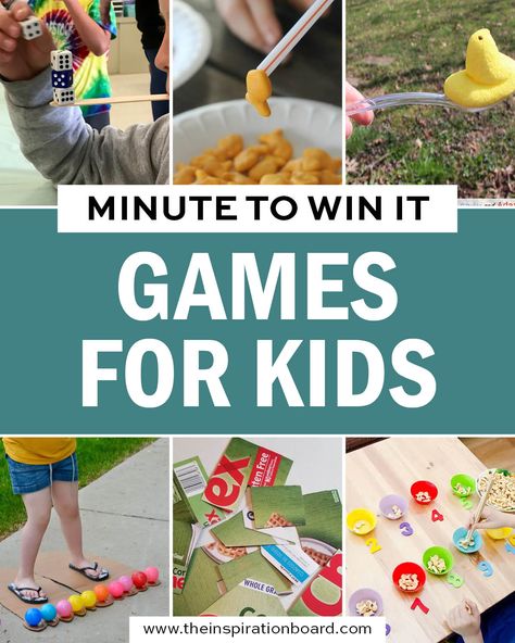 Easy Minute To Win It Games For Kids, Kids Minute To Win It Games, Minute To Win It Games For Kids, Simple Party Games, School Celebration Ideas, Cousin Sleepover, Back To School Celebration, Family Olympics, School Party Invitation