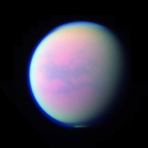 Titan, a moon of Saturn Space Exploration Aesthetic, Titan Planet, Planet Pictures, Christmas Moon, Planet Art, Look Wallpaper, Polar Vortex, Aura Colors, December 25