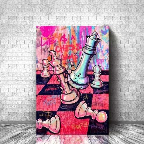 Modern Art Canvas Painting, Canvas For Beginners, Pop Art Canvas, Easy Canvas Painting, Pop Art Painting, Chess Game, Diy Canvas Art Painting, Amazing Art Painting, Mini Canvas Art