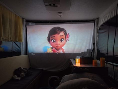 Camper Projector Screen, Camping Projector Screen, Pop Up Tent Trailer Remodel, Small Pop Up Camper Remodel, Caravan Diy, Small Pop Up Campers, Tent Trailer Remodel, Pop Up Camper Trailer, Popup Camper Remodel