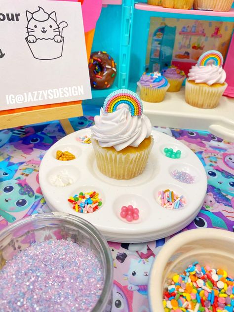 Cakey Cat Sprinkle Party, Gabby Dollhouse Food Ideas, Diy Gabby Dollhouse Birthday Party, Gabbys Dollhouse Birthday Party, Gabby's Dollhouse Party, Gabby Party, Gabby Birthday, Gabby Cat, Sailor Birthday