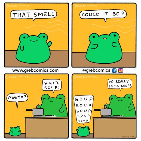 greb comics Frog Pictures, Funny Frogs, Frog Art, A Frog, Frog And Toad, Wholesome Memes, Cute Frogs, Cute Comics, Comic Strip