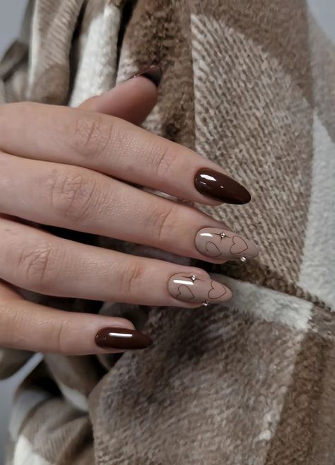 Fall Nail Acrylic Ideas, Coffe Nail Ideas, Brown Nails Gel, Brown Gel Nails, Brown Manicure, Hello Nails, Punk Nails, Coffee Nails, Subtle Nails