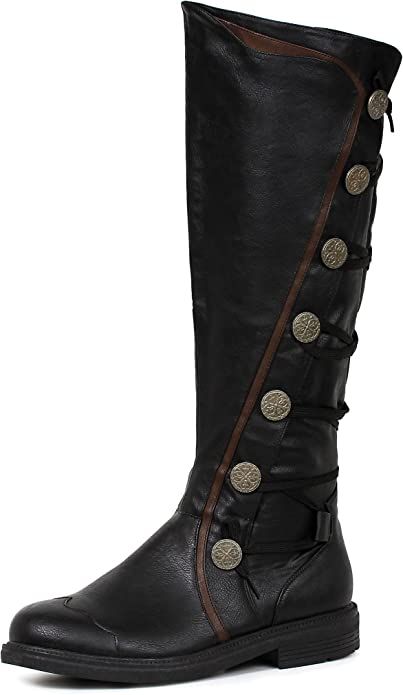 Steampunk Boots, Pirate Boots, Victorian Boots, Pirate Outfit, Ellie Shoes, Knee Length Boots, Plastic Heels, Black Knees, Beautiful Boots