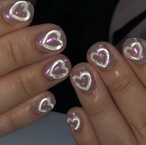 Nails Hearts, Valentines Day Nails, Hello Nails, Minimal Nails, Y2k Nails, Nail Swag, Kawaii Nails, Beauty Nail, Heart Nails