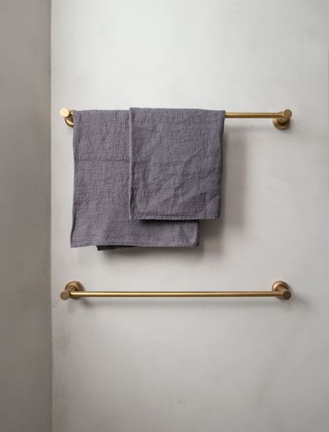 One of the perks of our Single Electric Heated Towel Bar is that you can decide where to place them and how many of them you would need. This one is finished in Aged Brass. Edwardian Mansion, Heated Towel Bar, Boutique Bathroom, Shower Images, How To Polish Copper, Kitchen Shower, Living Interior, Heated Towel Rail, Heated Towel