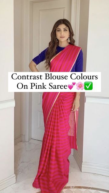 Of Sarees, Contrast Blouse, Pink Saree, Saree Blouse, Exclusive Collection, Bride Groom, Blouse Designs, Saree, Weddings