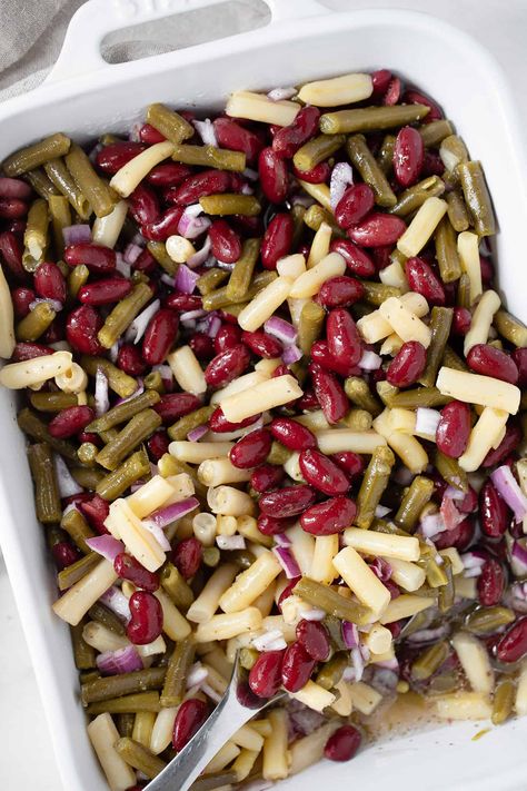 Classic 3-Bean Salad Cold Bean Salad Recipes, 4 Bean Salad Recipe, Four Bean Salad Recipe, 3 Bean Salad Recipe, Easy Bean Salad, 3 Bean Salad, Weekday Lunches, Bean Salad Recipe, Cooking Onions