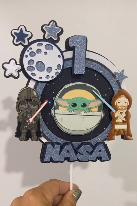 Personalised Star Wars Cake Topper Baby Yoda Cake Topper Cricut, Star Wars Cupcake Toppers Printable Free, Star Wars Cake Topper Wedding, Starwars Caketopper, Star Wars Cake Topper, Star Wars Cake Toppers, Star Wars Cake, Face Light, Cake Topper