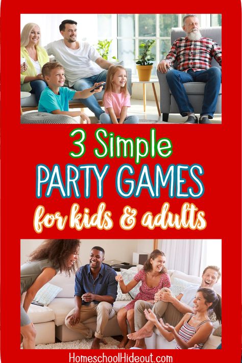 These party games for kids and adults are quick, easy and sure to be a hit with all ages! I especially love #2 and always play it at our parties. Games For All Ages Indoor, Family Games Indoor, Educational Youtube Channels, Easy Party Games, Games Indoor, Parenting Activities, Games For All Ages, Party Games For Kids, Educational Board Games