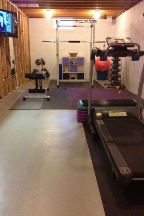 #basementmancaveideas #basementrenovation #basementremodel Home Gym Set Up Ideas, Garage Gym Ideas Layout, Basement Home Gym, Home Gym Basement, Home Gym Set, Workout Room Home, Home Gym Garage, Diy Home Gym, Basement Gym