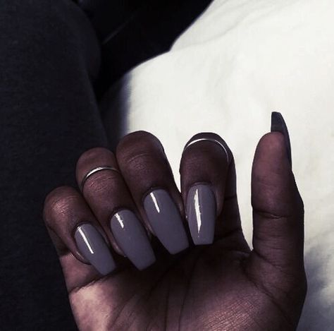 Matte Grey Nails, Grey Matte Nails, Grey Nails, Colors For Dark Skin, Gray Nails, Skin, Nails, Grey, Color