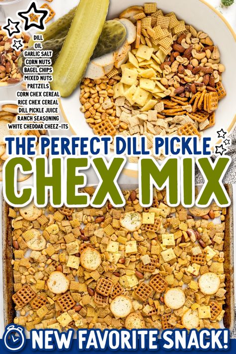 You won’t be able to keep your hands out of a bowl of this dill pickle Chex mix – it’s addictive! Crunchy cereal, pretzels, and nuts are coated in an irresistible dill-pickle seasoning that is loaded with maximum flavor. Chex Mix Seasoning, Ranch Chex Mix Recipes, Ranch Chex, Chex Mix Recipes Sweet, Ranch Chex Mix, Pickle Seasoning, Homemade Chex Mix, Seasoned Pretzels, Dill Pickle Recipe