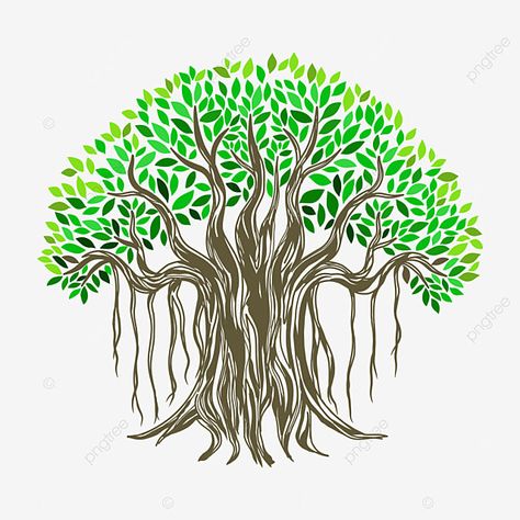 Banyan Tree Illustration, Banyan Tree Drawing, Banyan Tree Art, Tree Branding, Roots Illustration, Print Development, Ancient Background, Tree Wall Painting, Roots Logo