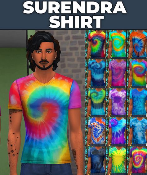 Sims 4 Tie Dye, Baby Beenies, Sims 4 Decades Challenge, Tie Dye Men, The Sims 4 Download, Sims 4 Cc Packs, Tie Dye Shirts, Dye Shirt, Tie Dye Shirt