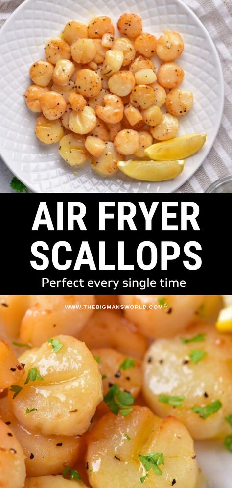 Air Fry Scallops, Air Fryer Scallops, Scallop Recipes Healthy, Small Scallops, Frozen Scallops, Fried Scallops, Small Air Fryer, How To Cook Scallops, Air Fryer Fish