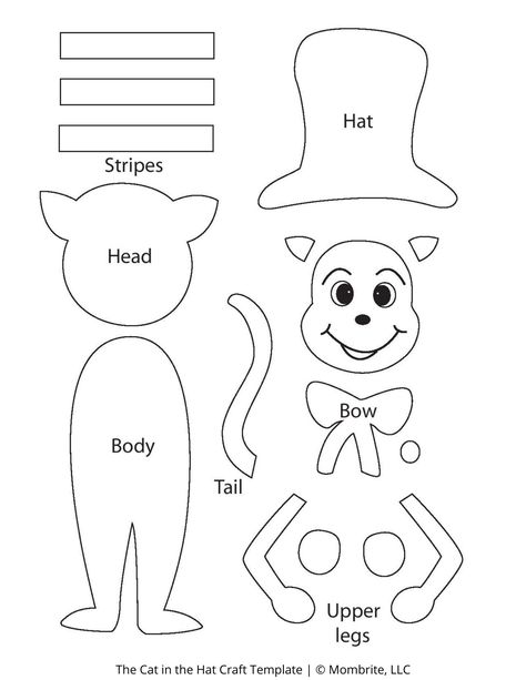 Cat In The Hat Arts And Crafts, Cat In The Hat Preschool Crafts, Cat In The Hat Craft For Toddlers, Cat In The Hat Art Preschool, Cat In The Hat Templates Free Printable, The Cat In The Hat Crafts, Cat And The Hat Crafts, Cat In The Hat Template, Vpk Crafts