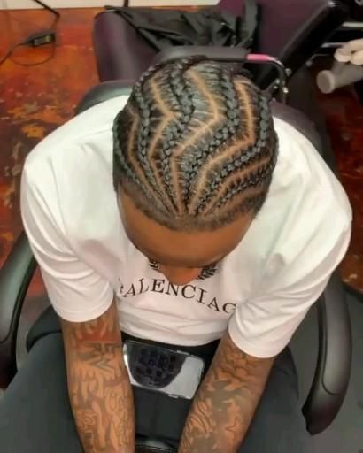 Mens 6 Cornrows, Men Braids Hairstyles Design, Short Hair Braid Styles Men, Short Hair Men Braids, Cornrow Braid Designs For Men, Braids For Men With Short Hair, Grilled Meat Ideas, Male Braid Styles Short Hair, Full Head Braids Men