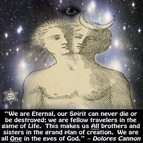 “We are Eternal, our Spirit can never die or be destroyed; we are fellow travelers in the game of Life. This makes us All brothers and sisters in the grand plan of creation. We are all One in the eyes of God.” ~ Dolores Cannon Long Affirmations, Dolores Cannon Quotes, Eternal Quotes, Delores Cannon, Tribe Quotes, Cosmic Quotes, Empath Abilities, Dolores Cannon, Spiritual Eyes