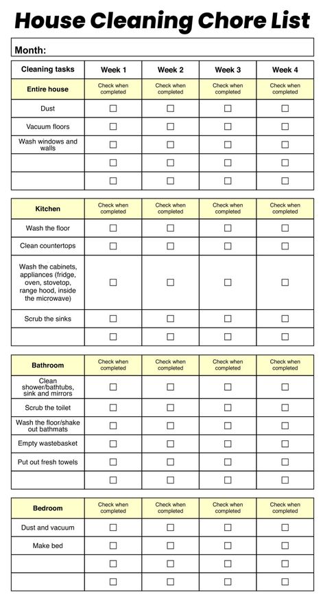 House Cleaning Chore List Printables Cleaning Chart Printable, House Cleaning Charts, Professional House Cleaning Checklist, Cleaning Charts, Household Chores List, House Chores List, House Cleaning Checklist Printable, Weekly House Cleaning, Housekeeper Checklist