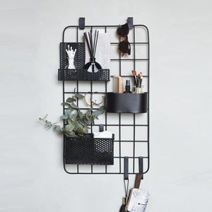 Black Metal Wall Organiser Black And White Furniture, Snug Room, Metal Storage Racks, Large Wall Decor, Home Organisation, Nice Things, White Board, Storage Rack, Room Inspo