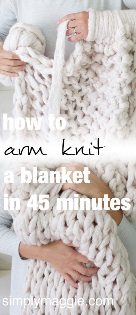 Arm Knitting Blanket Diy, Big Yarn Blanket, Chunky Blanket Diy, Knit A Blanket, Arm Knit Blanket, Arm Crocheting, Chunky Yarn Blanket, Knot Blanket, Finger Knitting Projects