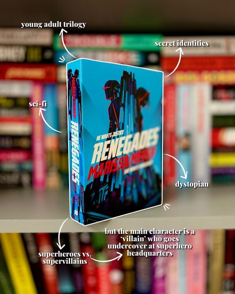 Renegades is the only book series by Marissa Meyer that I’ve really loved. It’s a superhero vs. supervillains story and so much fun! I feel like I’m not the biggest fan of her fairytale retellings so if you’re the same as me then you still might like this trilogy!! . . . . . #renegades #superherobooks #superherobookrecs #bookstagram #bookstagram #bookish #booksbooksbooks #bookstagrammer #readmorebooks #ilovebooks #booksofinstagram #youngadultbooks #allthebooks Superhero Books, Fairytale Retelling, Marissa Meyer, Books Young Adult, I Love Books, Instagram Inspo, Book Series, Fairy Tales, Fan