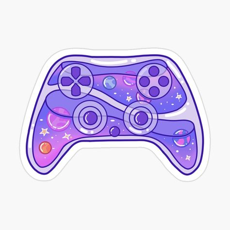 Get my art printed on awesome products. Support me at Redbubble #RBandME: https://www.redbubble.com/i/sticker/Purple-gaming-remote-controller-by-preslavagenova/93598290.EJUG5?asc=u Vr Chat, Purple Games, Purple Y2k, Sticker Inspo, Space Stuff, Cute Laptop Stickers, Sticker Ideas, Game Controller, Case Stickers