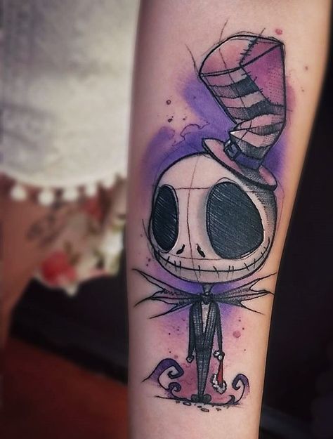 jack skellington tattoos from nightmare before christmas Shoulder Tattoos For Men, Tattoo Nightmares, Jack Skellington Tattoo, Watercolor Tattoo Artists, Jack Tattoo, Nightmare Before Christmas Tattoo, Christmas Tattoo, Mens Shoulder Tattoo, Disney Tattoo