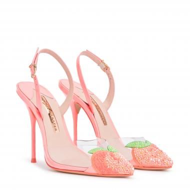 Amora Peachy Slingback | Sophia Webster Peach Sandals, Peach Shoes, Sophia Webster Shoes, Butterfly Shoes, Png Clothes, Luxury Designer Shoes, Luxury Footwear, Bridesmaid Shoes, Fancy Shoes