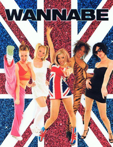 "Wannabe" is the debut song by British pop group Spice Girls. Written by the group members with Matt Rowe and Richard Stannard during the group's first professional songwriting session and was released november 1996. The group consisted of five girls: Victoria Adams, Melanie Brown, Melanie Chisholm, Geri Halliwell, and Michelle Stephenson Spice Girls 90s, Disco Dance Floor, Spice Girls Wannabe, 90s Party Ideas, Brit Pop, 90s Theme Party, 80s Hair Bands, Geri Halliwell, British Music