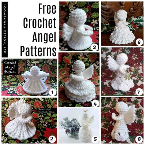 Free Crochet Angel Patterns Designed by Oombawka Design Crochet - Medium Weight Yarn and a 4 mm G hook. Free Crochet Angel Patterns, Crochet Angel Pattern, Crochet Christmas Ornaments Free, Crochet Free Patterns, Free Angel, Crochet Angels, Crochet Angel, Christmas Angel Ornaments, Crochet Xmas