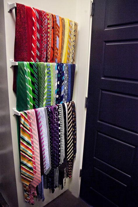 design dump: sneaky shallow storage Shallow Storage, Tie Storage, Scarf Storage, Over The Door Organizer, Tie Organization, Tie Rack, Ideas Para Organizar, Door Organizer, غرفة ملابس