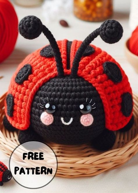 Pluto Crochet Pattern Free, Ladybug Free Crochet Pattern, Ladybug Amigurumi Free Pattern, Crochet Ladybug Pattern Free Amigurumi, Crochet Animals Free Patterns Easy Video Tutorials, Crochet Ladybug Pattern Free, Crochet Ladybugs, Amigurumi Insects, Crocheted Ladybug