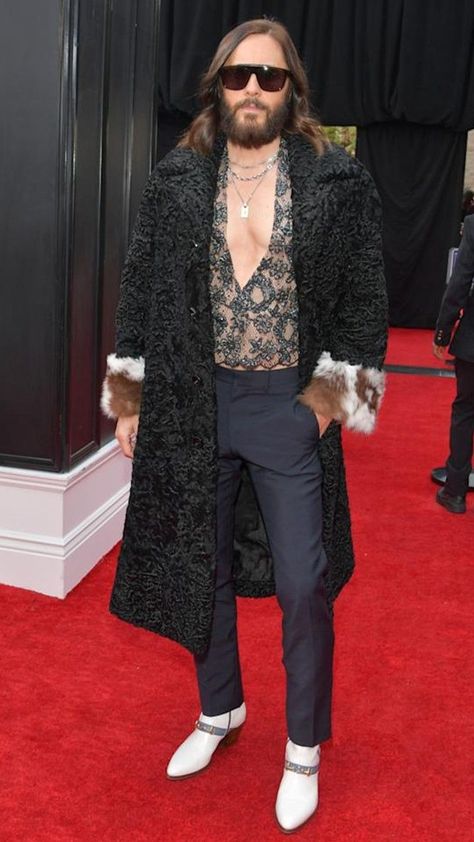 Jared Leto | Grammy Awards | 2022 Jared Leto Style, Grammy Awards 2022, Givenchy Suit, Grammys 2022, Platform Crocs, Grammys Red Carpet, Red Carpet Awards, Justin Bieber Style, Cowboy Aesthetic