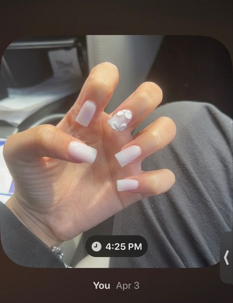 basic white set w/ 3D flowers Nails W 3d Flowers, Basic Flower, Engagement Nails, White Set, 3d Flowers, Flower Nails, Nail Art, Nails, Flowers