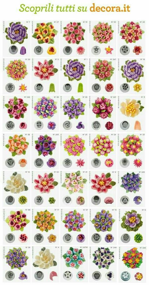 Wild Flower Cake, Russian Cake Decorating Tips, Russian Cake Tips, Russian Cake Decorating, Deco Cupcake, Flower Cake Design, Frosting Flowers, Russian Piping Tips, Piping Flowers