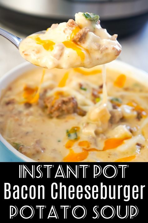 Pressure Cooker Soup Recipes, Instant Pot Bacon, Hamburger Potato Soup, Easy Hamburger Soup, Soup With Potatoes, Creamy Soup Recipes, Bacon Cheeseburger Soup, Ground Beef And Potatoes, Bacon Soup