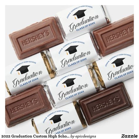 High School Party, Graduate Party, Graduation Candy Bar, High School Parties, Mortar Board, Graduation Candy, Hershey Miniatures, Birthday Wishes For Friend, 2022 Graduation