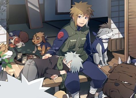 Minato And Kakashi, Kakashi Dogs, Naruto Mignon, Kakashi Hokage, Team Minato, Fam Pics, Naruto Shippudden, Naruto Minato, Naruto Teams