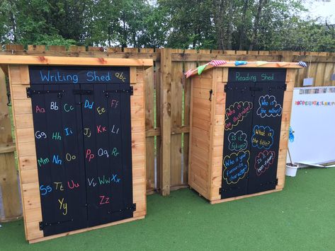 Outdoor Writing Area, Outdoor Covered Area, Eyfs Outdoor, Eyfs Outdoor Area, Outside Playground, Reception Classroom, Reading Garden, Preschool Garden, Outdoor Learning Spaces