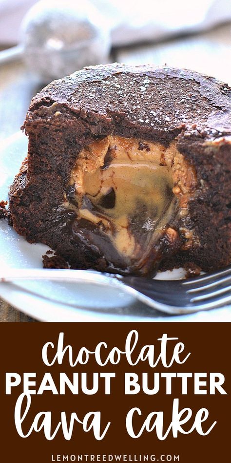 Butterscotch Lava Cake Recipe, Flourless Chocolate Peanut Butter Cake, Chocolate Peanutbutter, Pb Chocolate Dessert, Lava Brownies, Peanut Butter Chocolate Lava Cake, Peanut Butter Lava Cake, Chocolate Peanut Butter Ooey Gooey Cake Recipe, Ooey Gooey Desserts