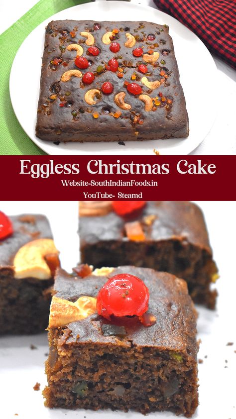 Eggless Christmas Cake in 10 min Eggless Cake Recipe, Christmas Cake Recipes, Indian Recipes, Christmas Cake, Indian Food Recipes, Flour, Cake Recipes, Cake, 10 Things